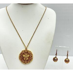 Vintage Demi Parure DaneCraft Gold-Plated Ornate Rhinestone Jewelry Set